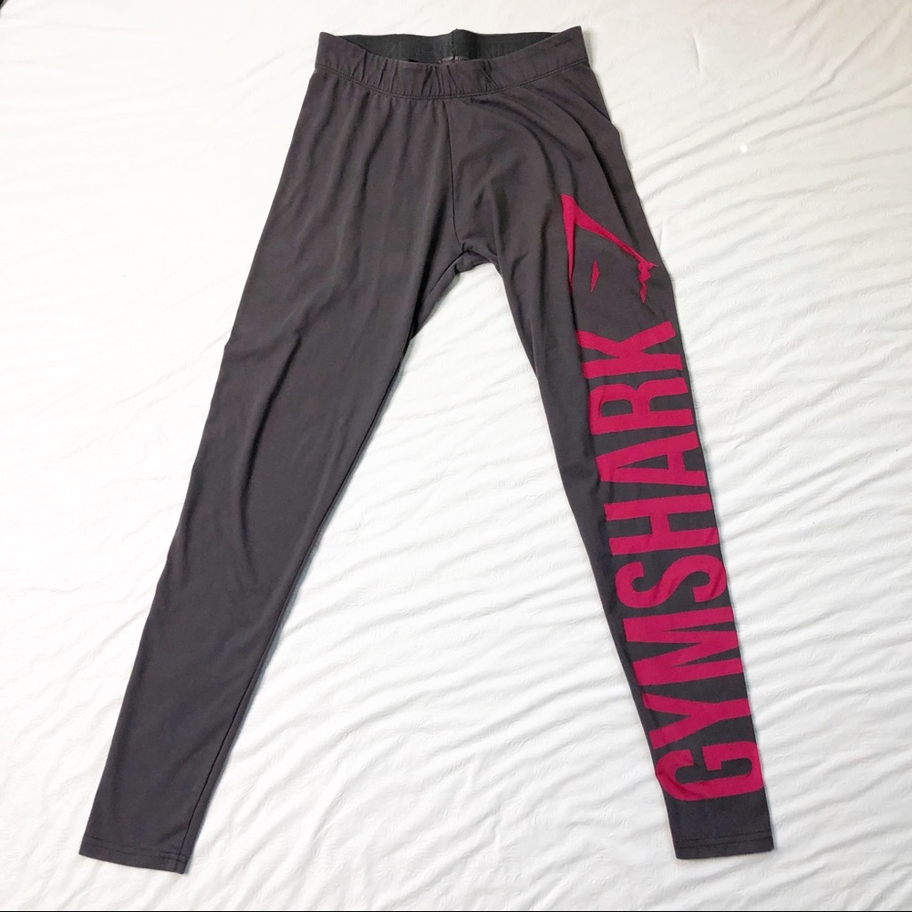 Gymshark Gray Leggings with Pink Mesh Spellout S